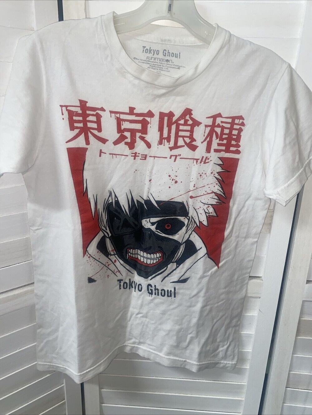 Tokyo Ghoul Anime Manga T-Shirt Mens Small Short Sleeve Graphic Crew Neck White
